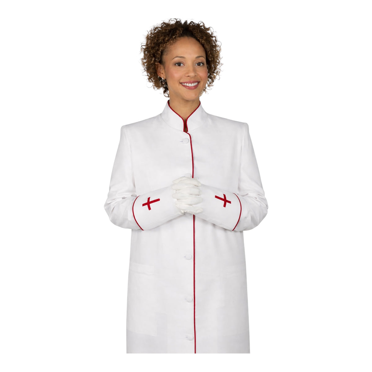 Ladies Preacher Clergy Robe In White & Red