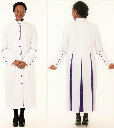 Rachel Clergy Robe In White &amp; Purple