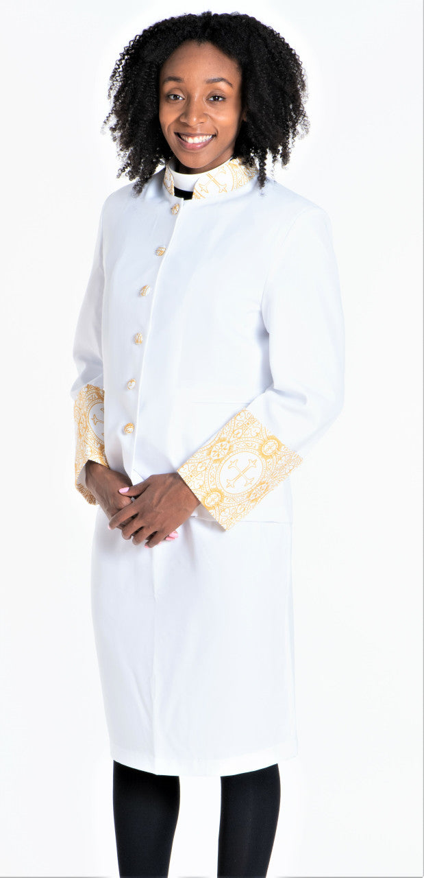 Sarah 2-Piece Jacket &amp; Skirt Set For Ladies In White &amp; Gold