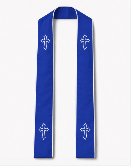 Clergy Stole in Royal & White
