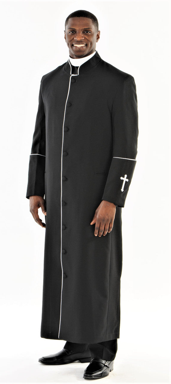 Men&#39;s Preacher Clergy Robe in Black &amp; White