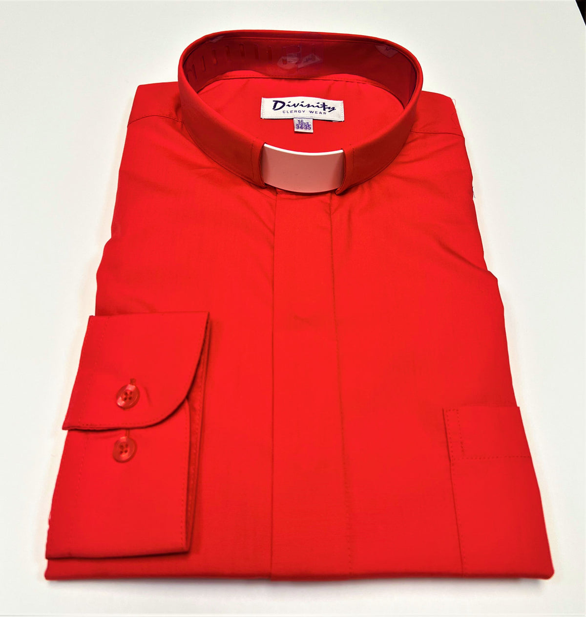 Men&#39;s Tab Collar Clergy Shirt In Red