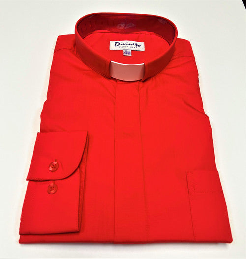 Men&#39;s Tab Collar Clergy Shirt In Red