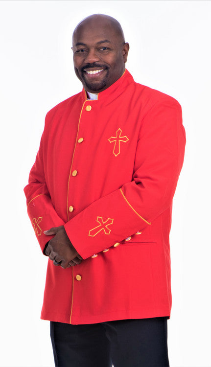 Trinity Clergy Jacket In Red &amp; Gold