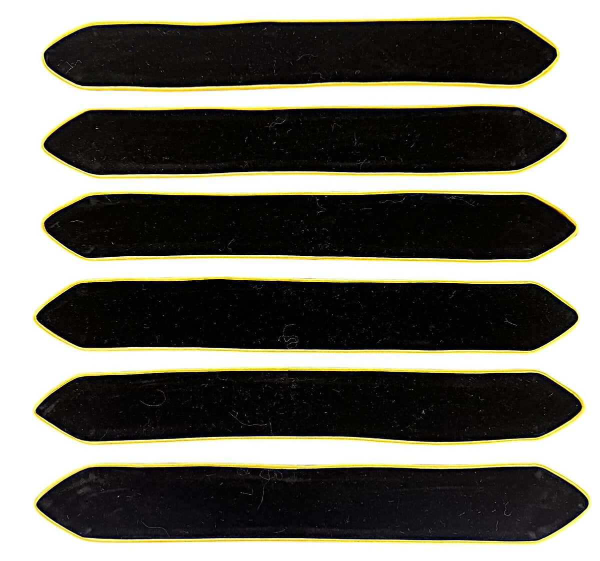 Chevron / Doctoral Bars In Black & Gold - Pack of 6 arrangement showing six black bars with gold edges.