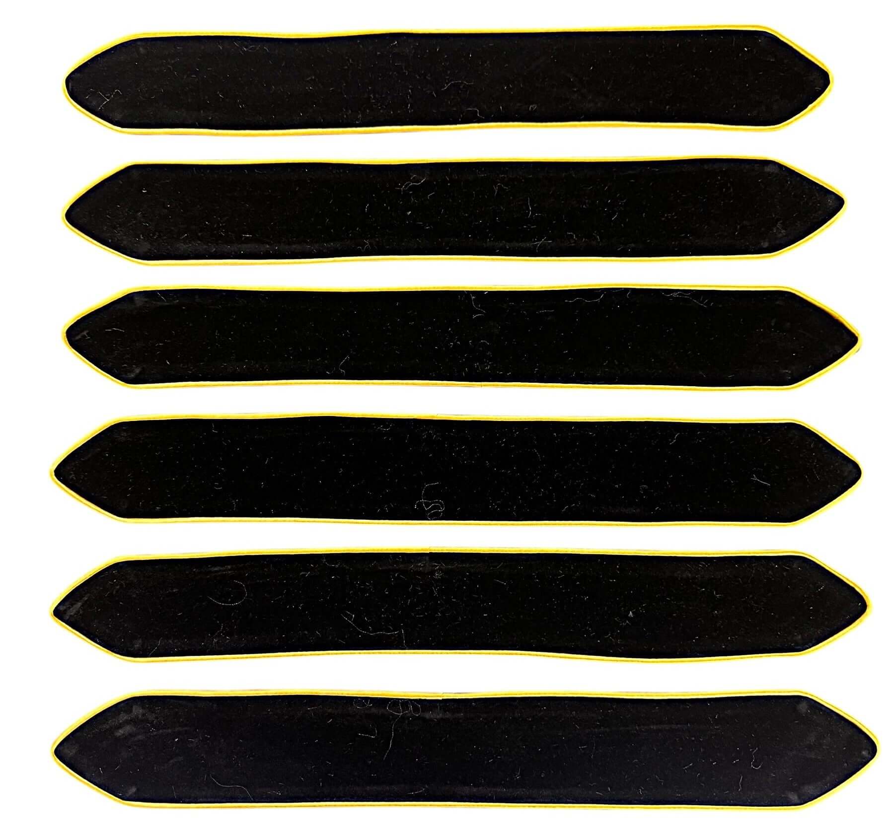Chevron / Doctoral Bars In Black & Gold - Pack of 6 arrangement showing six black bars with gold edges.