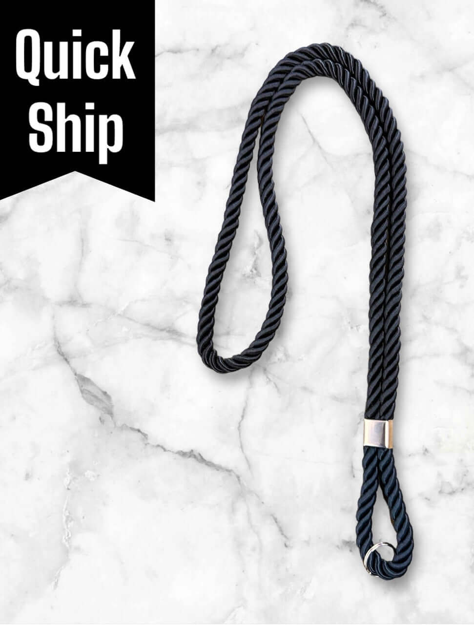 Braided Clergy Cord in Solid Black with vibrant hook for attaching pectoral cross, Quick Ship available.