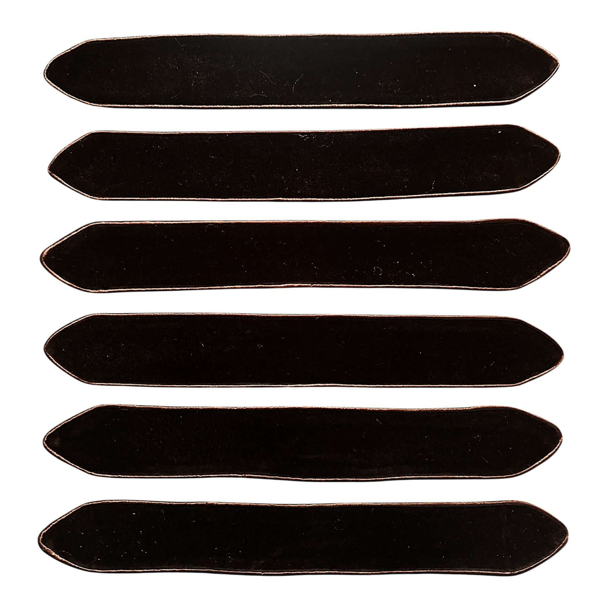 Chevron / Doctoral Bars In Black - Pack of 6, six black bars, each measuring 17 x 2.5 inches.