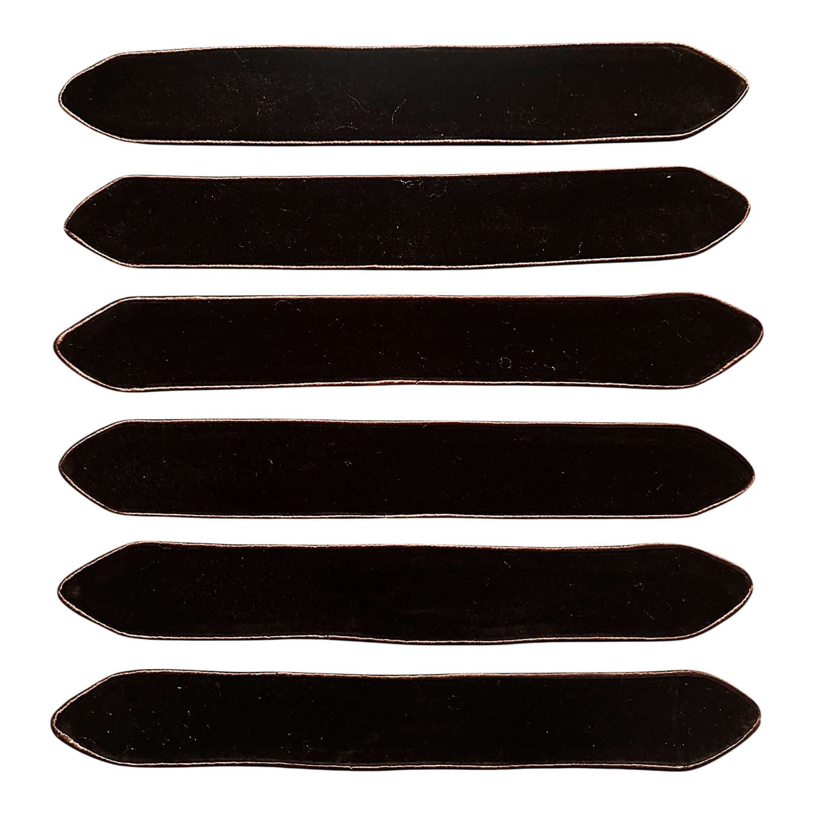 Chevron / Doctoral Bars In Black - Pack of 6, six black bars, each measuring 17 x 2.5 inches.