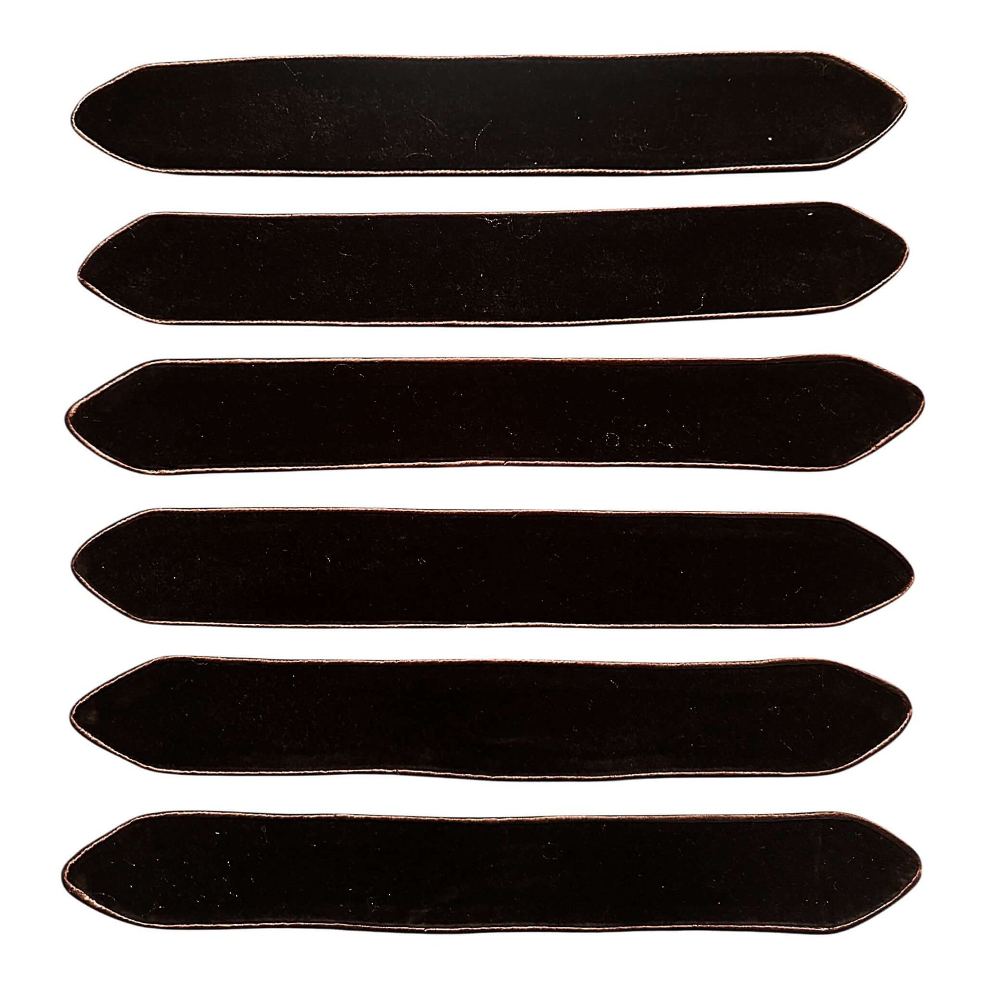 Chevron / Doctoral Bars In Black - Pack of 6, six black bars, each measuring 17 x 2.5 inches.
