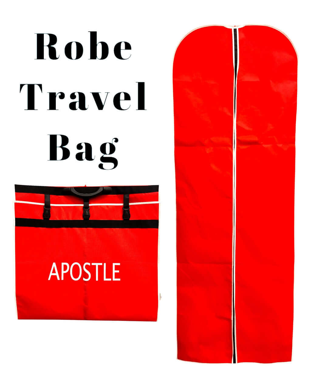 Clergy Robe Travel & Storage Bag - APOSTLE in vibrant red color, featuring 3-fold closure and strong handle.