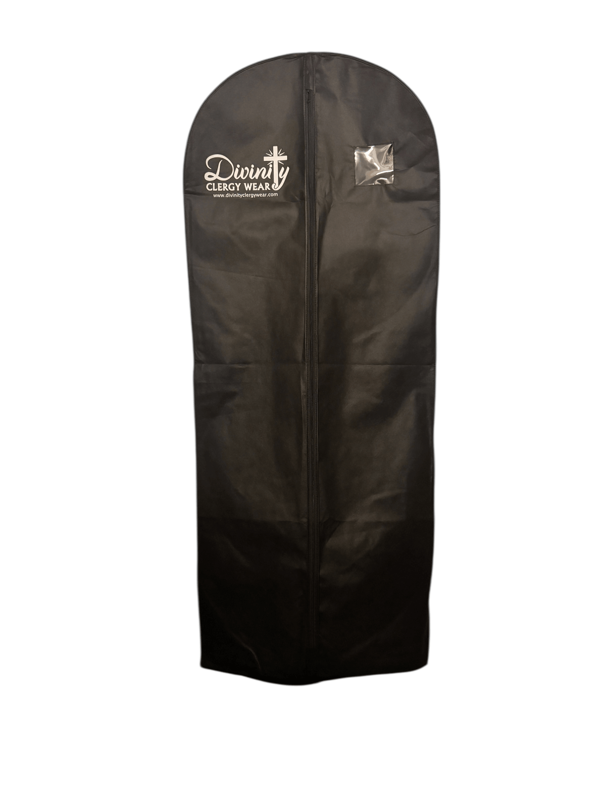 66-Inch Long Robe Bag for Storage & Travel in black, featuring a full-length zipper and logo.