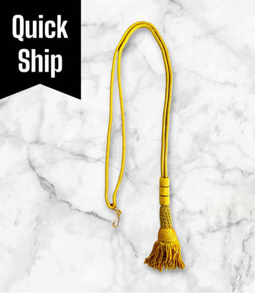 Ceremonial Cord in Gold with vibrant tassel for attaching pectoral cross, available for quick ship.