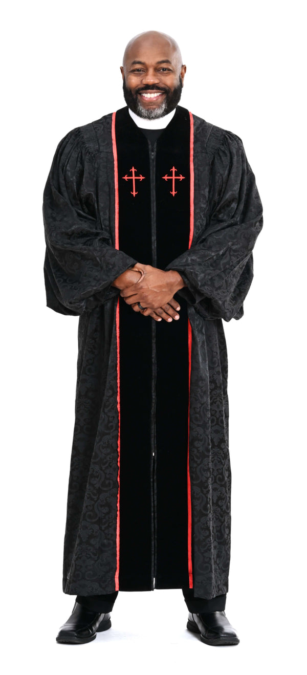 Men's RT Wesley Pulpit Robe in Black & Red | Divinity Clergy Wear